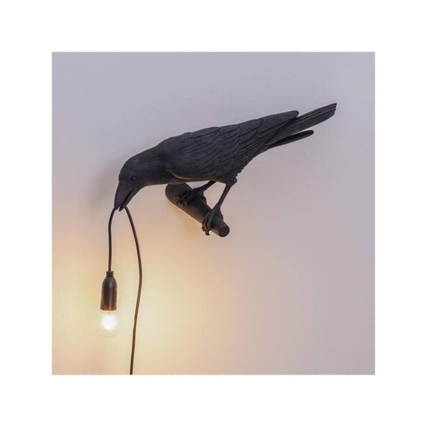 (Black B) Designer Bird Lamp LED Wall Lamp with Plug in Cord Living Room Bedside Lights