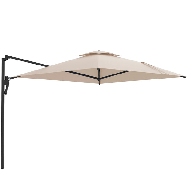 AECOJOY 10ft Cantilever Patio Umbrella, Large Rectangle Umbrella 180° Rotation Offset, Beige