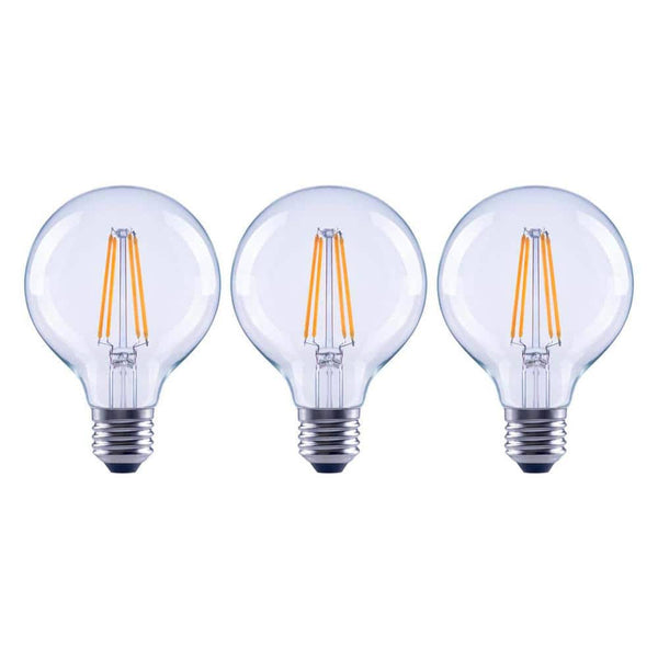 Ecosmart 100-Watt Equivalent G25 Dimmable Globe Clear Glass Filament LED Vintage Edison Light Bulb Bright White (3-pack)