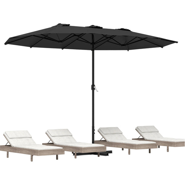 AECOJOY 15x9ft Double-Sided Patio Umbrella, Black