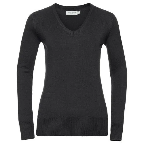 Russell Collection Womens/Ladies Cotton Acrylic V Neck Sweatshirt Zip-up Hoodie for Women