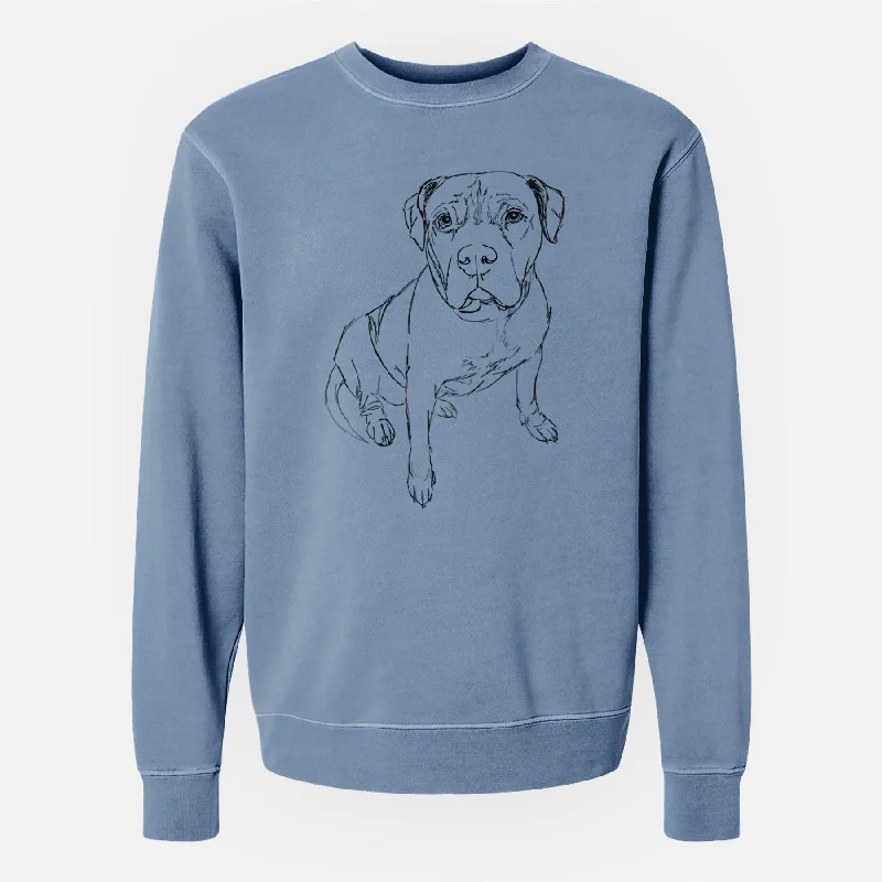 Doodled Murphy the Pitbull - Unisex Pigment Dyed Crew Sweatshirt Pullover Hoodie Sweatshirt