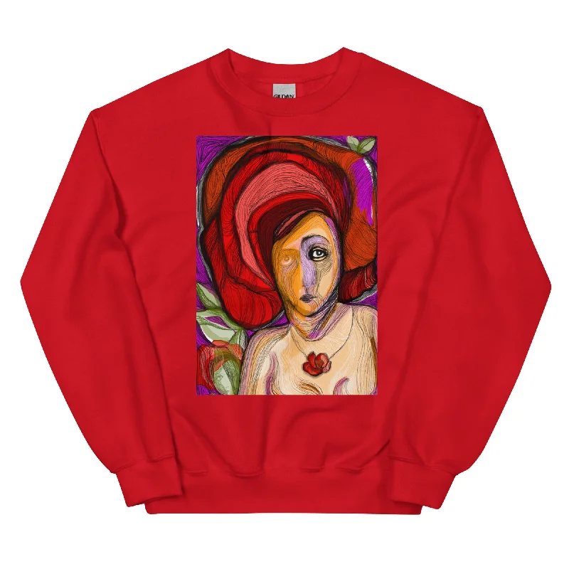 RED FLOWER Women's Classic Sweatshirt Fashionable Sweatshirts for Women