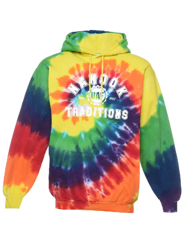 Tie-dye Multi-Colour Printed Hoodie - M Fashion Hoodie Sweatshirt