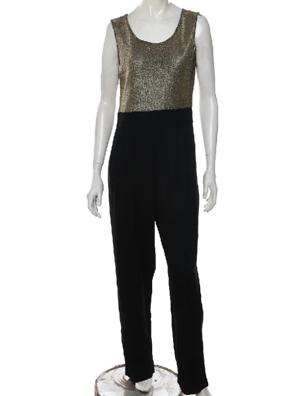 Lurex Thread Pattern Jumpsuit - S Fleece Zip-up Hoodie
