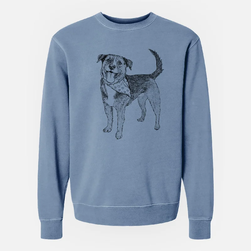 Doodled Roxy the Shepherd Mixed Breed - Unisex Pigment Dyed Crew Sweatshirt Colorblock Hoodie Sweatshirt