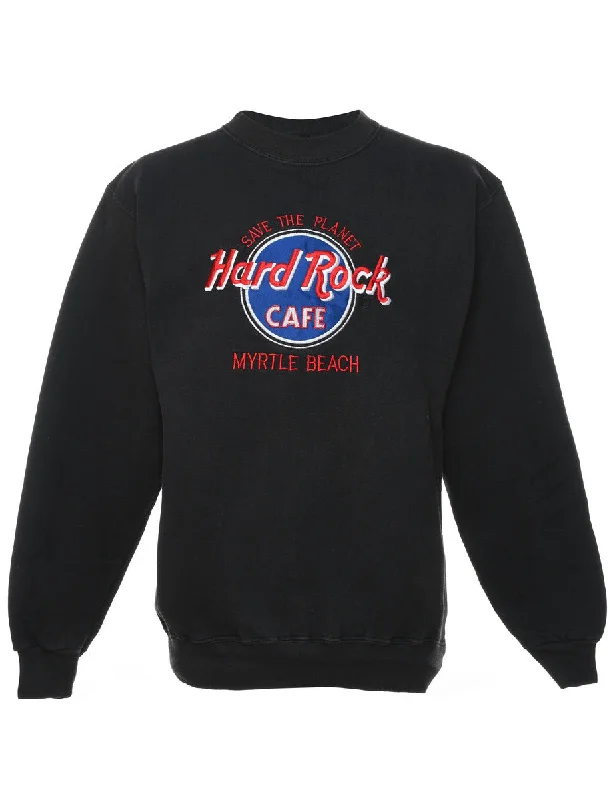 Hard Rock Cafe Embroidered Sweatshirt - S Comfy Sweatshirts for Women