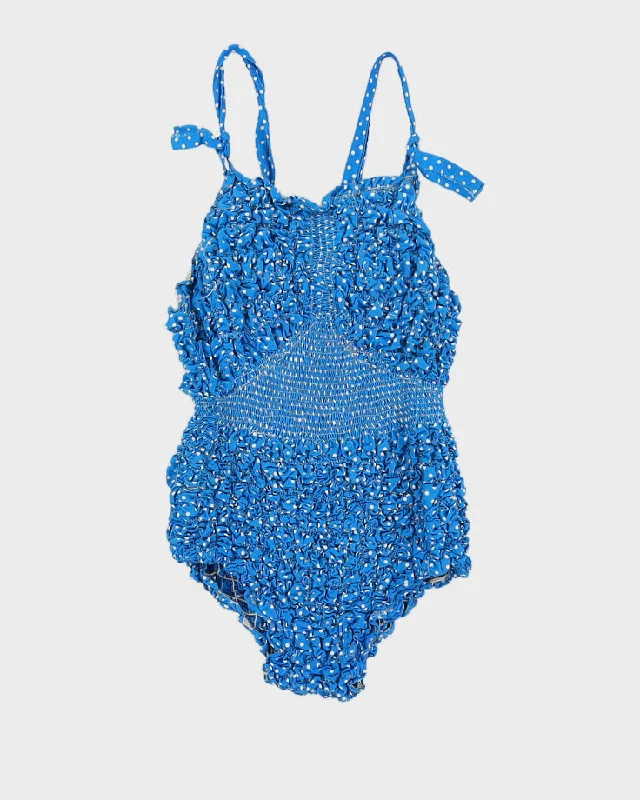 Vintage Blue & White Polka Dot Hand Made One Piece - S Vacation unclassified dresses