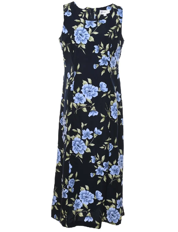Black Floral Print Maxi Dress - M Petite unclassified dresses