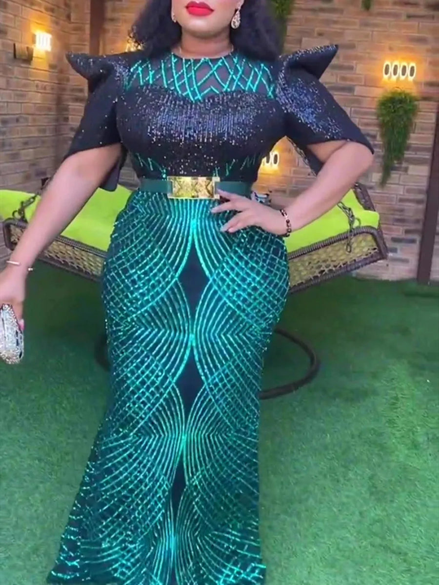 African Luxury Sequin Evening Dresses for Women – Elegant Ankara Wedding & Party Gown, Long Dress for Ladies Casual unclassified dresses African Luxury Sequin Evening Dresses for Women – Elegant Ankara Wedding & Party Gown, Long Dress for Ladies Casual unclassified dresses