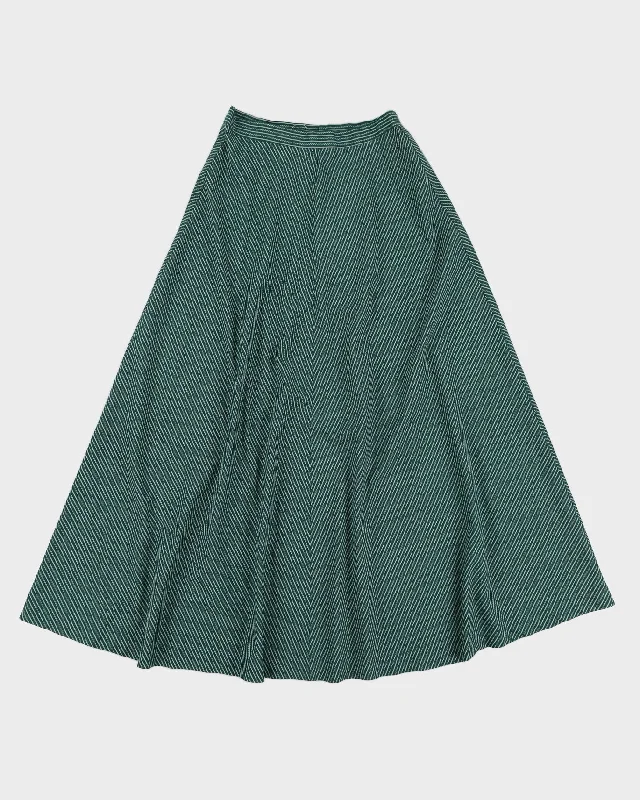 Vintage Green High Waisted Printed Midi Skirt - M Sleeveless unclassified dresses