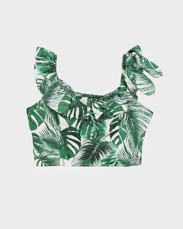 Guess Green Patterned Cropped Blouse - M Travel unclassified dresses