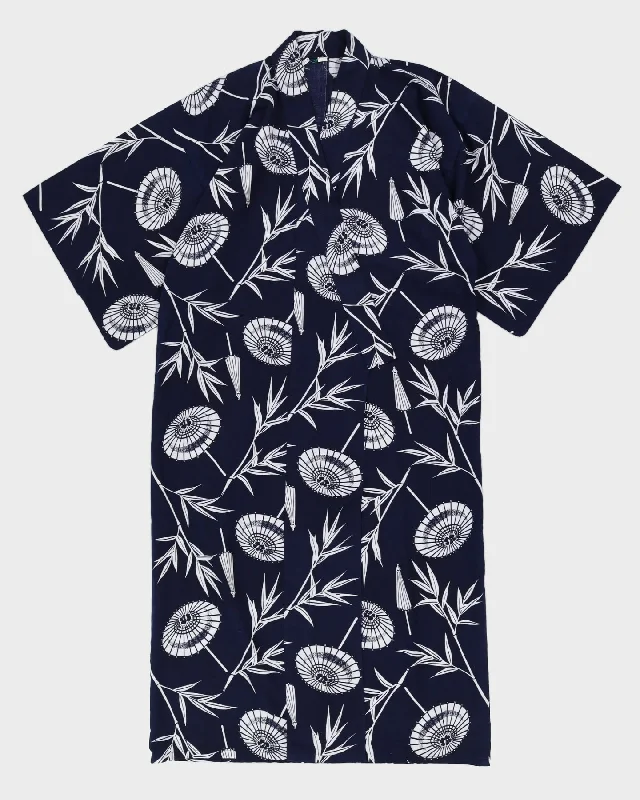 Vintage Navy & White Printed Kimono - M Wedding guest unclassified dresses