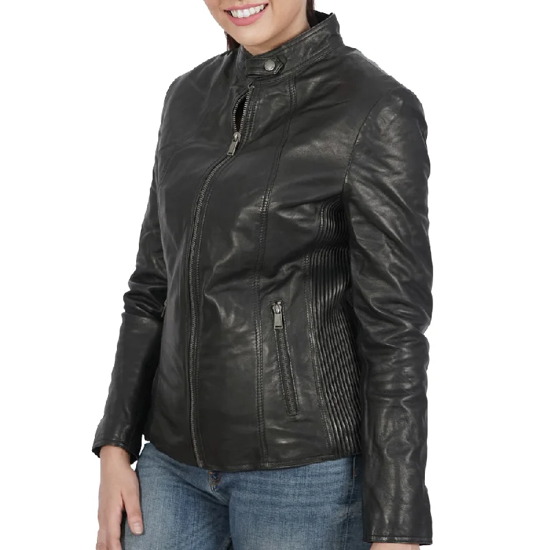 Sylvia Biker Black Leather Jacket Women's leather jackets