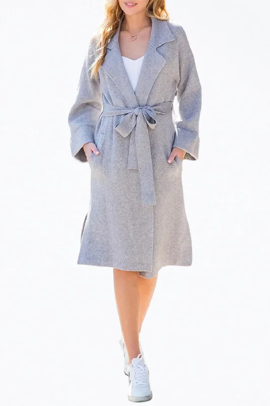 Belted Knit Cardigan In Heather Grey Nike sweaters