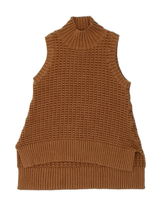 FRENCH CONNECTION Womens Vest Tank Top UK 8 Small Brown Cotton Edgy sweaters