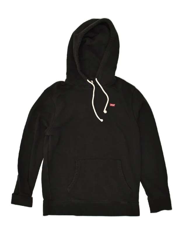 LEVI'S Womens Standard Hoodie Jumper UK 14 Medium Black Cotton Thermal sweaters