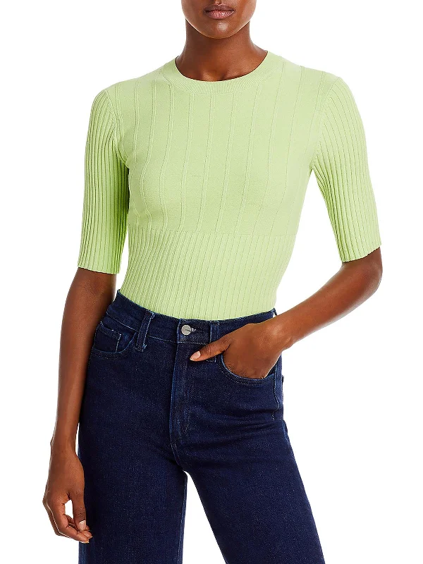 Womens Ribbed Elbow Sleeve Pullover Sweater Holiday sweaters