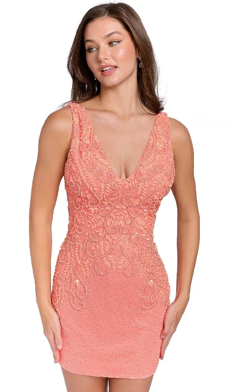 Primavera Couture 3807 - Sleeveless Leaf Applique Cocktail Dress Satin party dresses Primavera Couture 3807 - Sleeveless Leaf Applique Cocktail Dress Satin party dresses