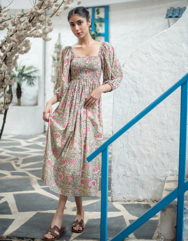 Alice 18 EUONIA SMOCKED MIDI DRESS Women's trendy midi dresses sale