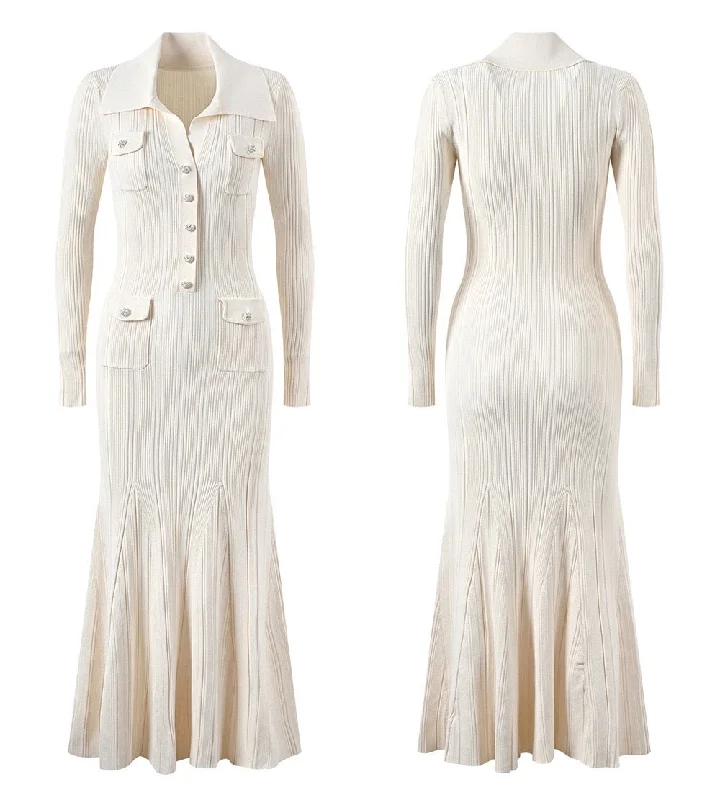 CREAM KNIT MIDI DRESS Expensive midi dresses