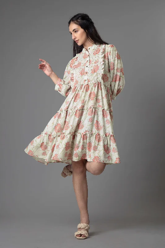 Floral Ruffle Detailed Tiered Midi Dress Preppy midi dresses