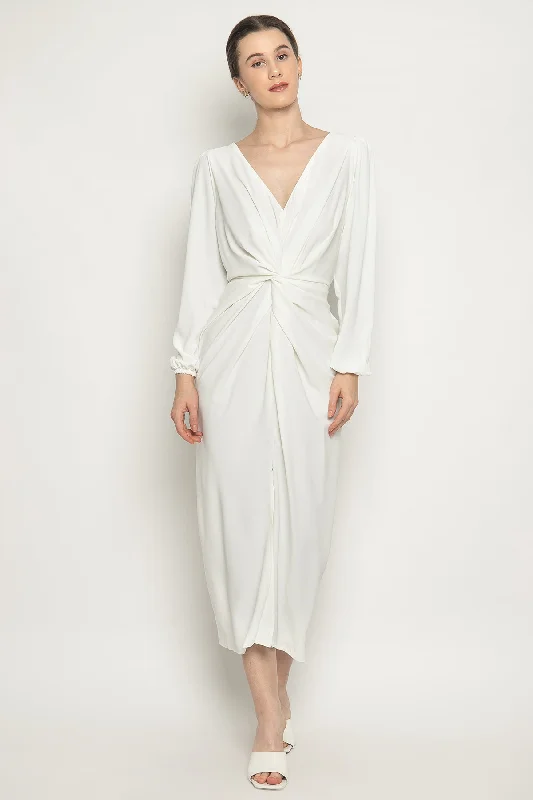 Margot Midi Dress In White Tiered midi dresses