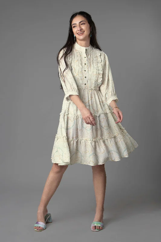 Ruffle Detailed Round Neck Tiered Midi Dress Y2K midi dresses