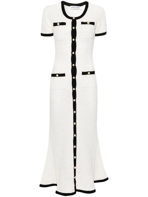 Self-Portrait pointelle-knit midi dress Sexy little black midi dresses