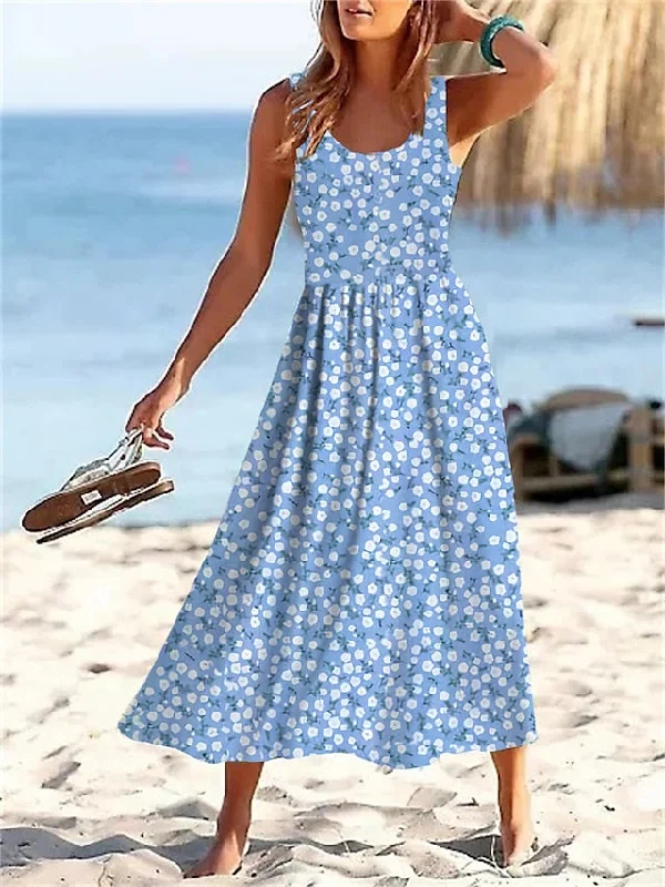 Women's Casual Dress Swing Dress A Line Dress Floral Ditsy Floral Print U Neck Midi Dress Active Fashion Outdoor Daily Sleeveless Regular Fit Light Green Pink Blue Summer Spring S M L XL XXL Long sleeve midi dresses Women's Casual Dress Swing Dress A Line Dress Floral Ditsy Floral Print U Neck Midi Dress Active Fashion Outdoor Daily Sleeveless Regular Fit Light Green Pink Blue Summer Spring S M L XL XXL Long sleeve midi dresses