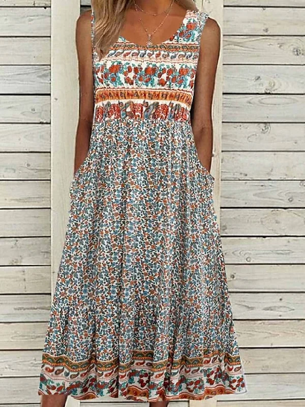 Women's Casual Dress Tank Dress Summer Dress Floral Pocket Print Strap Midi Dress Active Fashion Outdoor Daily Sleeveless Loose Fit Blue Summer Spring S M L XL XXL Comfortable midi dresses for everyday wear Women's Casual Dress Tank Dress Summer Dress Floral Pocket Print Strap Midi Dress Active Fashion Outdoor Daily Sleeveless Loose Fit Blue Summer Spring S M L XL XXL Comfortable midi dresses for everyday wear