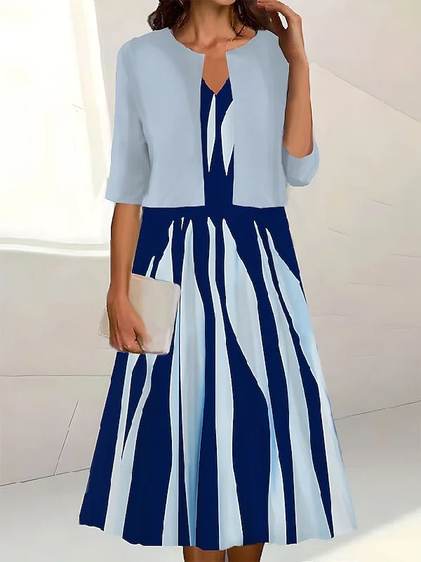 Women's Two Piece Dress Set Casual Dress Print Dress Outdoor Daily Fashion Elegant Print Midi Dress V Neck Half Sleeve Floral Stripe Regular Fit White Pink Blue Summer Spring S M L XL XXL Fall midi dresses Women's Two Piece Dress Set Casual Dress Print Dress Outdoor Daily Fashion Elegant Print Midi Dress V Neck Half Sleeve Floral Stripe Regular Fit White Pink Blue Summer Spring S M L XL XXL Fall midi dresses