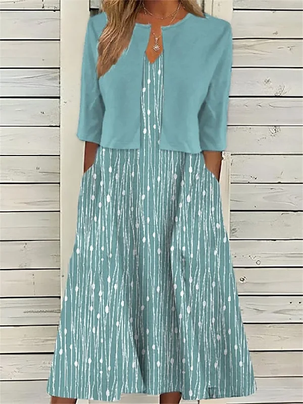 Women's Two Piece Dress Set Casual Dress Tank Dress Outdoor Daily Fashion Modern Pocket Print Midi Dress V Neck Half Sleeve Graphic Regular Fit Pink Blue Gray Summer Spring S M L XL XXL Spring midi dresses Women's Two Piece Dress Set Casual Dress Tank Dress Outdoor Daily Fashion Modern Pocket Print Midi Dress V Neck Half Sleeve Graphic Regular Fit Pink Blue Gray Summer Spring S M L XL XXL Spring midi dresses