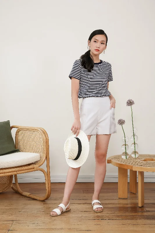 Belinda Side Pocket Shorts In White--Simple Mini Skirt