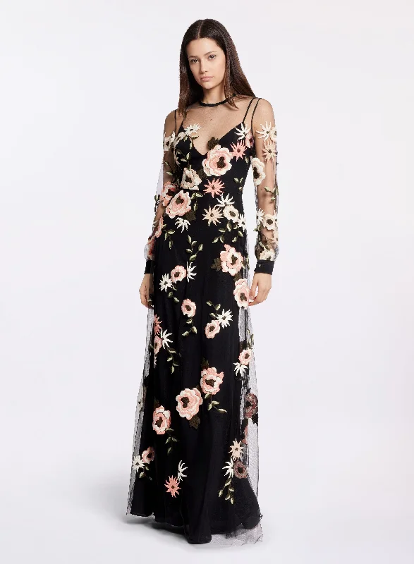 Embroidered Tulle Floral Dress Cute floral print summer dresses