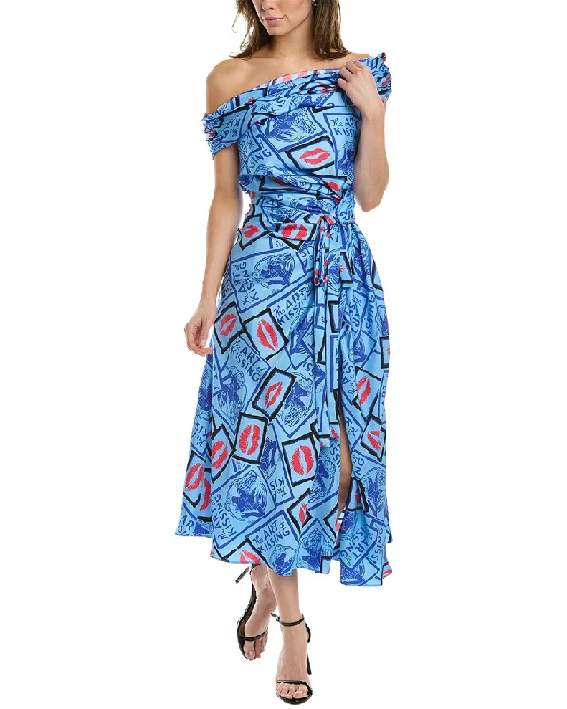 Carolina Herrera Off-The-Shoulder Silk Midi Dress Wraparound Midi Skirt